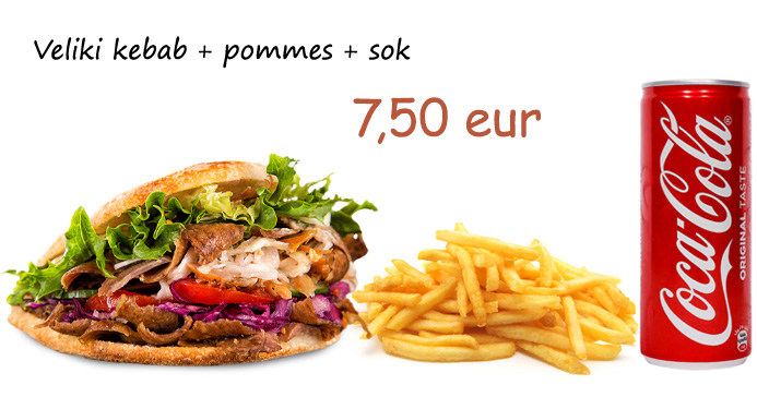 Dnevni menu - veliki kebab + pommes + sok